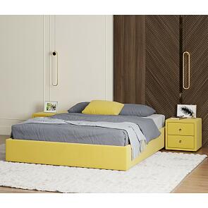 Кровать Base с матрасом велюр желтый без П/М 1600x2000, без изголовья