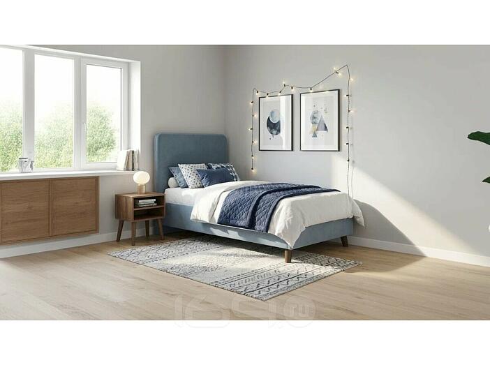 Кровать Ванесса с матрасом велюр тёмно-серый без П/М 800x2000, щит-основание, изголовье мягкое