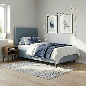 Кровать Ванесса с матрасом велюр тёмно-серый без П/М 800x2000, щит-основание, изголовье мягкое