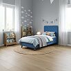 Кровать Ванесса с матрасом велюр синий без П/М 800x2000, щит-основание, изголовье мягкое