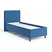 Кровать Ванесса с матрасом велюр синий без П/М 800x2000, щит-основание, изголовье мягкое
