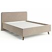 Кровать Ванесса с матрасом велюр бежевый без П/М 1600x2000, щит-основание, изголовье мягкое
