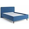 Кровать Ванесса с матрасом велюр синий без П/М 1600x2000, щит-основание, изголовье мягкое
