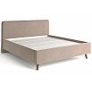 Кровать Ванесса с матрасом велюр бежевый без П/М 1800x2000, щит-основание, изголовье мягкое