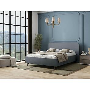 Кровать Ванесса с матрасом велюр тёмно-серый без П/М 1800x2000, щит-основание, изголовье мягкое