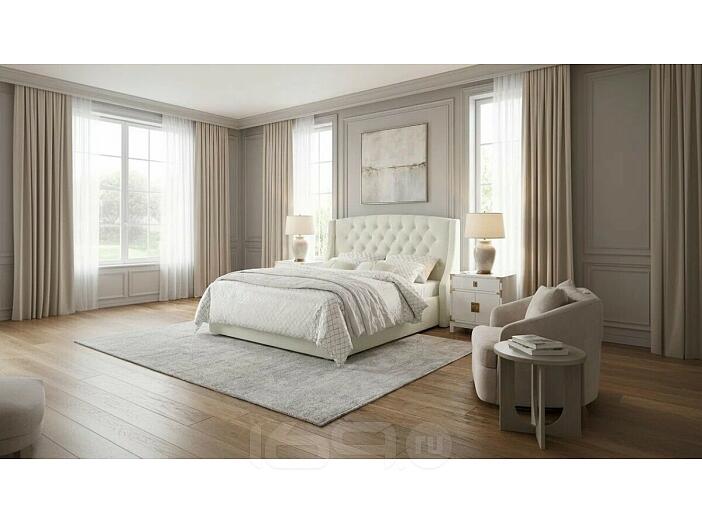 Кровать Stefani с матрасом велюр бежевый С П/М 1600x2000, ортопедическое основание, изголовье мягкое