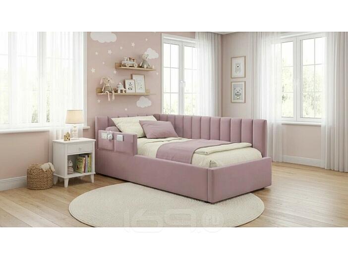 Кровать Milena с матрасом велюр лиловый без П/М 900x2000, ортопедическое основание, изголовье мягкое