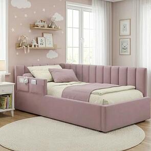Кровать Milena с матрасом велюр лиловый без П/М 900x2000, ортопедическое основание, изголовье мягкое