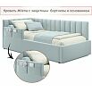 Кровать Milena с матрасом велюр мята пастель без П/М 900x2000, ортопедическое основание, изголовье мягкое