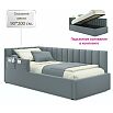 Кровать Milena с матрасом велюр серый без П/М 900x2000, ортопедическое основание, изголовье мягкое