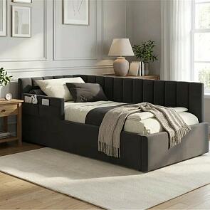 Кровать Milena с матрасом велюр шоколад без П/М 900x2000, ортопедическое основание, изголовье мягкое