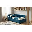 Кровать Milena с матрасом велюр синий без П/М 900x2000, ортопедическое основание, изголовье мягкое
