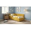Кровать Milena с матрасом велюр желтый без П/М 900x2000, ортопедическое основание, изголовье мягкое