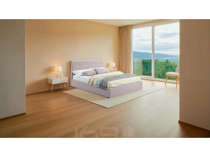 Кровать Neo с матрасом велюр лиловый С П/М 1600x2000, ортопедическое основание, изголовье мягкое