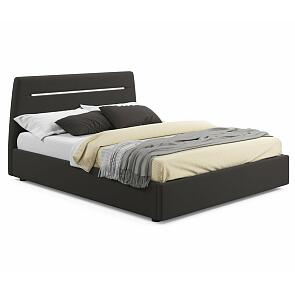 Кровать Neo с матрасом велюр шоколад С П/М 1600x2000, ортопедическое основание, изголовье мягкое