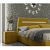Кровать Neo с матрасом велюр желтый С П/М 1600x2000, ортопедическое основание, изголовье мягкое
