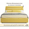 Кровать Neo с матрасом велюр желтый С П/М 1600x2000, ортопедическое основание, изголовье мягкое