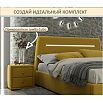 Кровать Neo с матрасом велюр желтый С П/М 1600x2000, ортопедическое основание, изголовье мягкое