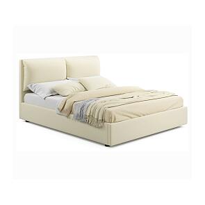 Кровать Vita с матрасом велюр бежевый без П/М 1400x2000, изголовье мягкое