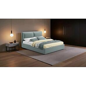 Кровать Vita с матрасом велюр серый без П/М 1400x2000, изголовье мягкое