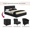 Кровать Vita с матрасом велюр черный без П/М 1400x2000, изголовье мягкое