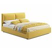 Кровать Vita с матрасом велюр желтый С П/М 1400x2000, ортопедическое основание, изголовье мягкое