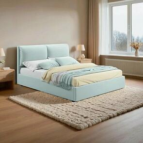 Кровать Vita с матрасом велюр мята пастель С П/М 1800x2000, ортопедическое основание, изголовье мягкое