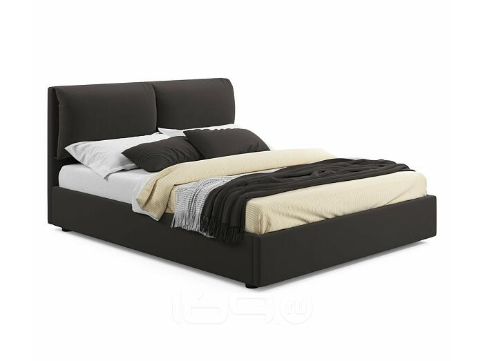 Кровать Vita с матрасом велюр шоколад без П/М 1800x2000, изголовье мягкое