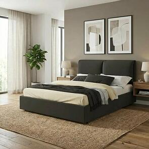 Кровать Vita с матрасом велюр шоколад С П/М 1800x2000, ортопедическое основание, изголовье мягкое