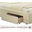 Кровать Afelia с матрасом велюр бежевый без П/М 900x2000, изголовье мягкое
