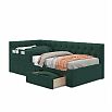 Кровать Afelia с матрасом велюр изумруд без П/М 900x2000, изголовье мягкое