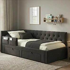 Кровать Afelia с матрасом велюр шоколад без П/М 900x2000, изголовье мягкое