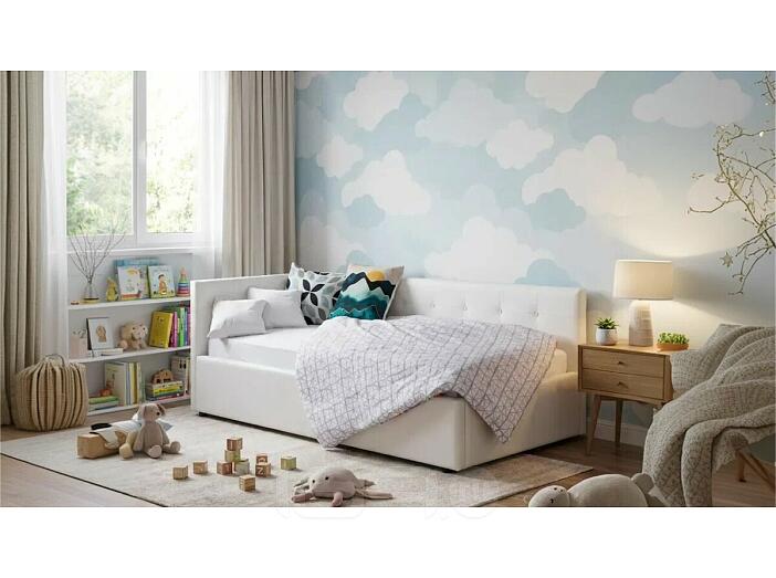 Кровать Colibri с матрасом экокожа белый С П/М 800x1600, ортопедическое основание, изголовье мягкое