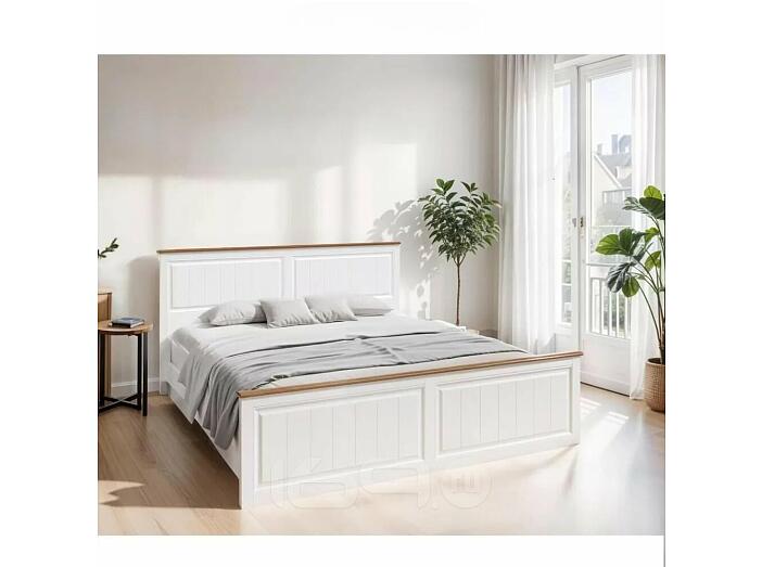 Кровать Валенсия с матрасом без обивки белый без П/М 1600x2000, без ортопедического основания, изголовье жесткое