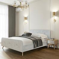 Кровать Сиерра велюр торонто серый без подъёмного механизма 1600x2000, без ортопедического основания, изголовье мягкое