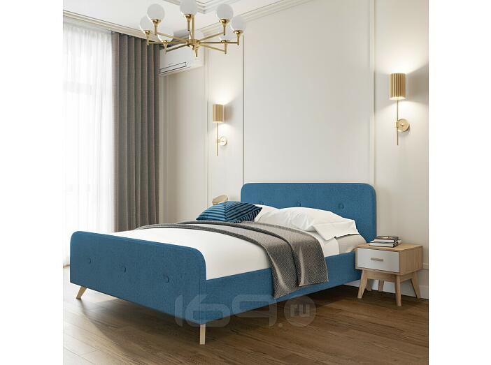 Кровать Сиерра велюр аура голубой без подъёмного механизма 900x2000, без ортопедического основания, изголовье мягкое