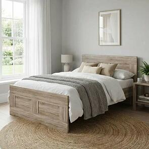 Кровать Сириус без обивки сонома без подъёмного механизма 1200x2000, ортопедическое основание, изголовье жесткое