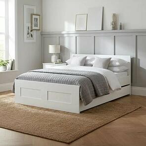 Кровать Сириус без обивки белый без подъёмного механизма 1400x2000, ортопедическое основание, изголовье жесткое