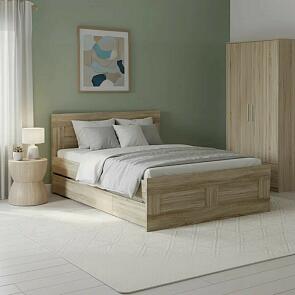 Кровать Сириус без обивки сонома без П/М 1400x2000, изголовье жесткое