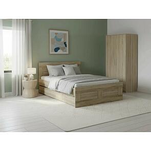 Кровать Сириус без обивки сонома без П/М 1400x2000, изголовье жесткое