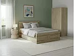 Кровать Сириус без обивки сонома без П/М 140x200, изголовье жесткое
