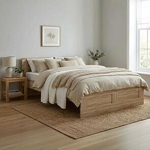 Кровать Сириус без обивки сонома без подъёмного механизма 1600x2000, ортопедическое основание, изголовье жесткое