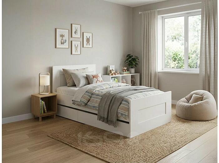 Кровать Сириус без обивки белый без П/М 900x2000, изголовье жесткое