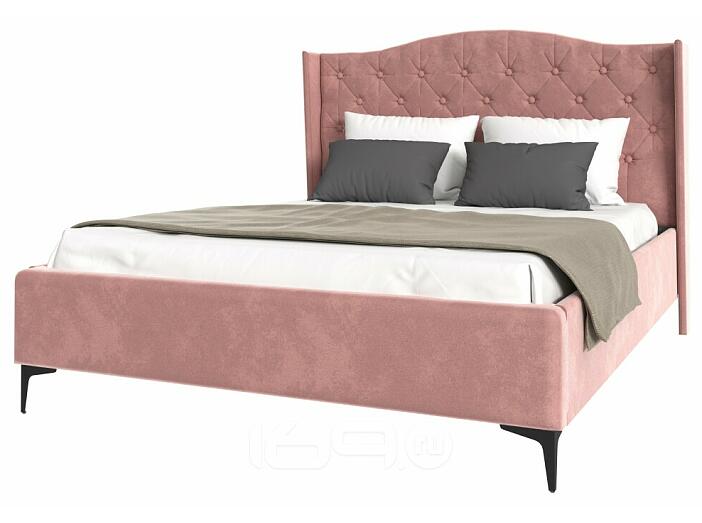 Кровать TANGO велюр розовый 1400x2000, изголовье мягкое