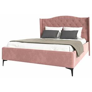 Кровать TANGO велюр розовый 1400x2000, изголовье мягкое