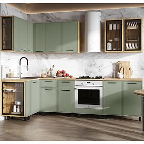 Кухонный гарнитур Бьянка Олива софт/Дуб Крафт 2164x2800/1200x600 (Дуб вотан)