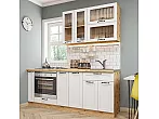 Модульный кухонный гарнитур Барселона-03 Белый/Дуб Вотан 2140x2000x600