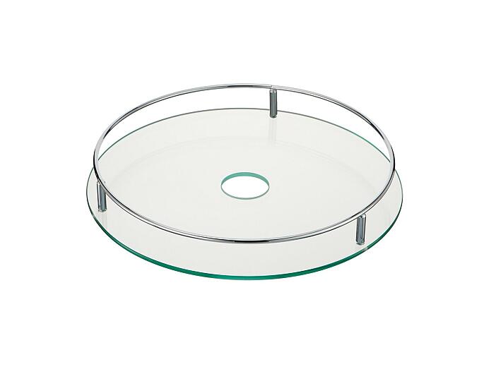 Полка круглая центральная стеклянная Тип-1 Хром/Прозрачное 70*350