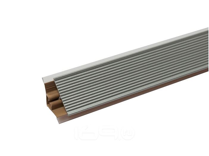 Плинтус для столешницы пластиковый прямой рифленый Серебро 3050*20*40