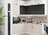Модульный кухонный гарнитур Евро Лайн-04 Антрацит, Агат/Белый 2500x2400/1890x600